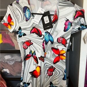 Colorful Butterfly Print Women's Top